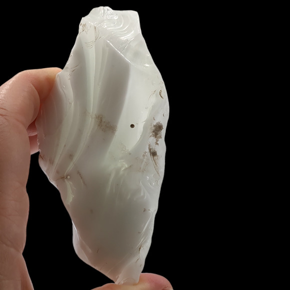 Vaseline Milk Glass Art Glass Cullet Sculpture Glowing Swirl Uranium Slag #4GX31 - Picture 7 of 8